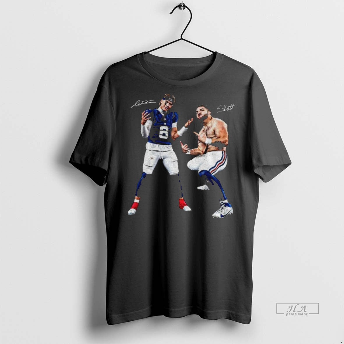 Official Trendy Stream Giants Jaxson Dart Cam Skattebo Celebration Pose Ny Giants Signature Tee Sweater