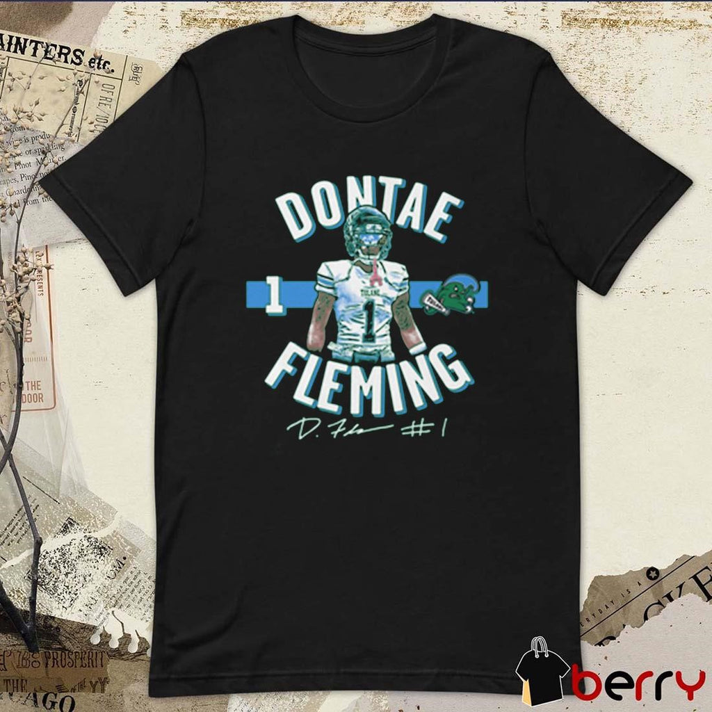 Tulane Green Wave Dontae Fleming #1 Signature t-shirt