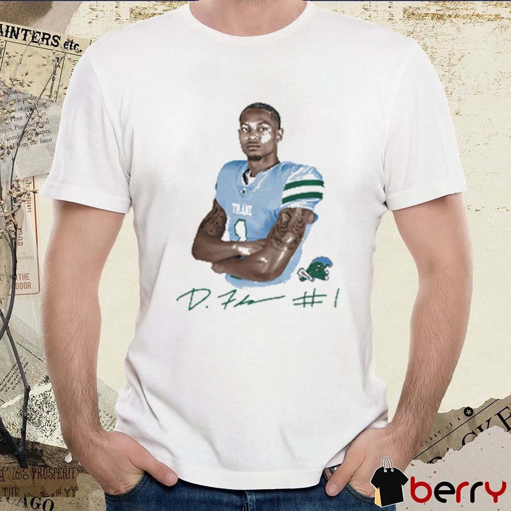 Tulane Green Wave Dontae Fleming Portrait Signature t-shirt