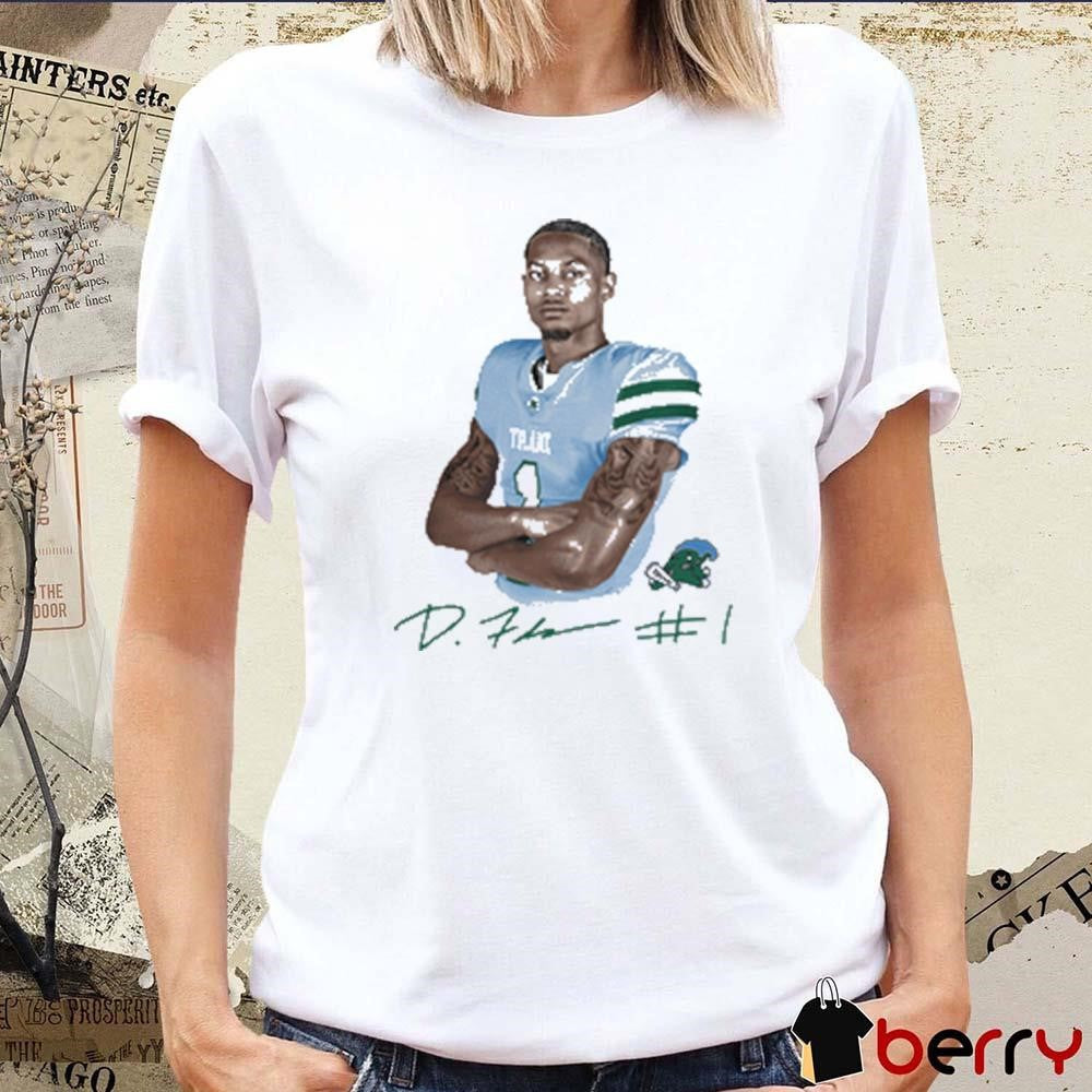 Tulane Green Wave Dontae Fleming Portrait Signature t-shirt