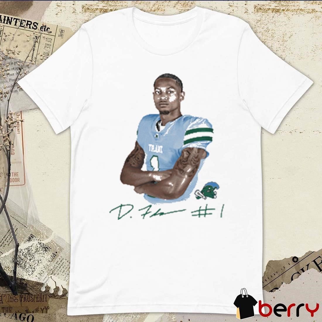 Tulane Green Wave Dontae Fleming Portrait Signature t-shirt