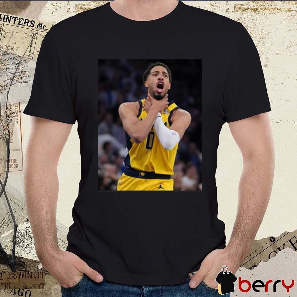 Tyrese Haliburton Does the Choke Sign After Insane Shot to Force OT vs. Knicks Poster t-shirt