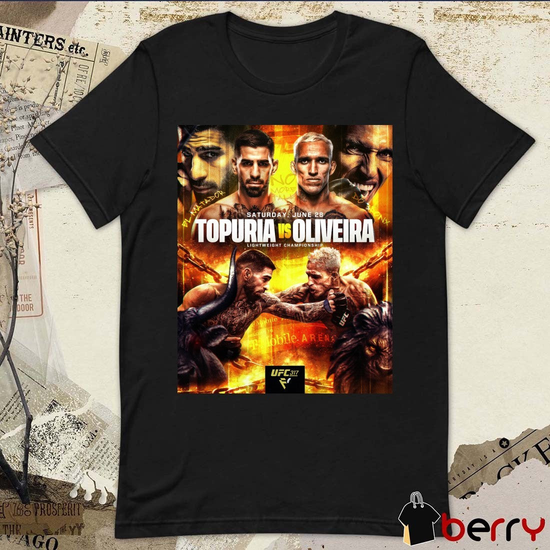UFC 317 Ilia Topuria El Matador and Charles Oliveira Do Bronx Lightweight Championship Saturday June 28 2025 Poster t-shirt