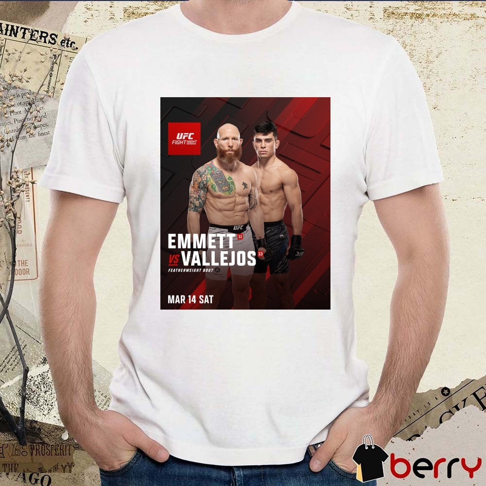 UFC Fight Night Emmett Vs Vallejos Featherweight Bout March 14 2026 Poster t-shirt
