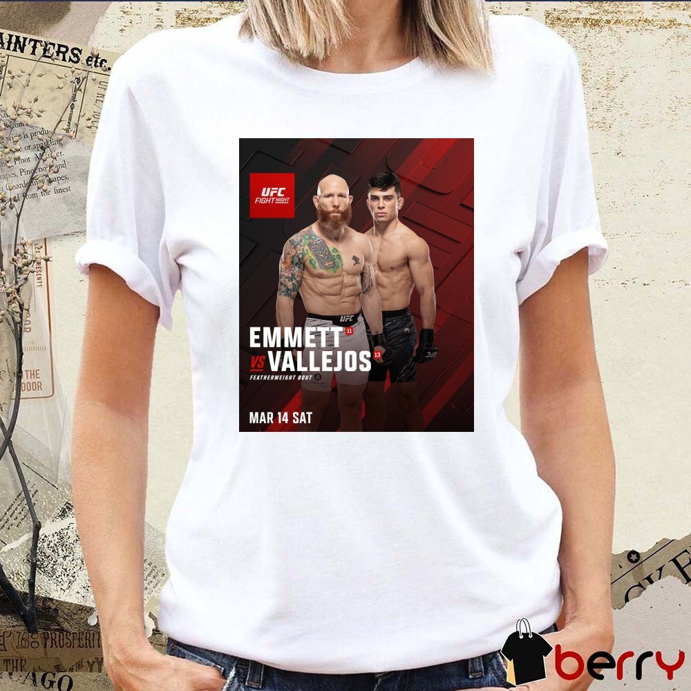 UFC Fight Night Emmett Vs Vallejos Featherweight Bout March 14 2026 Poster t-shirt