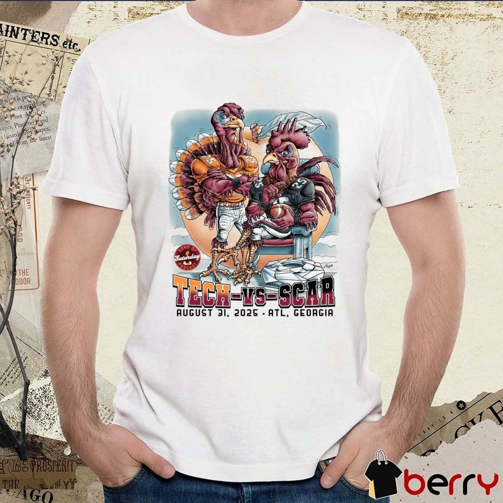 Virginia Tech Hokies Vs South Carolina Gamecocks August 31 2025 Atlanta Georgia Sons of Saturday Podcast t-shirt