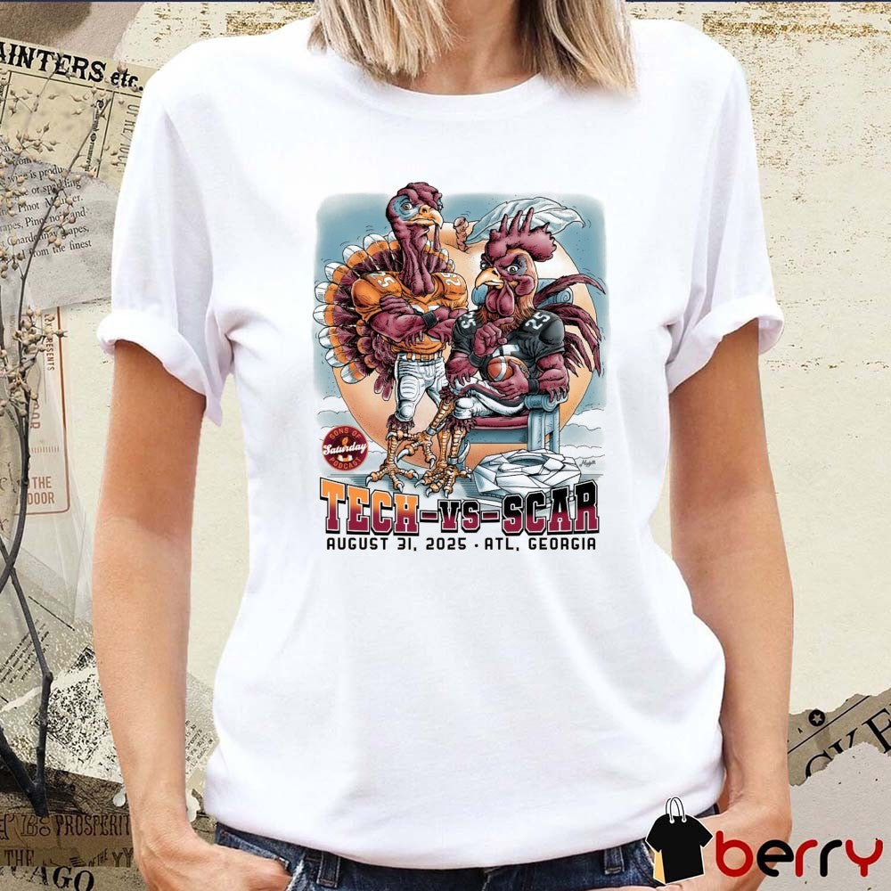 Virginia Tech Hokies Vs South Carolina Gamecocks August 31 2025 Atlanta Georgia Sons of Saturday Podcast t-shirt
