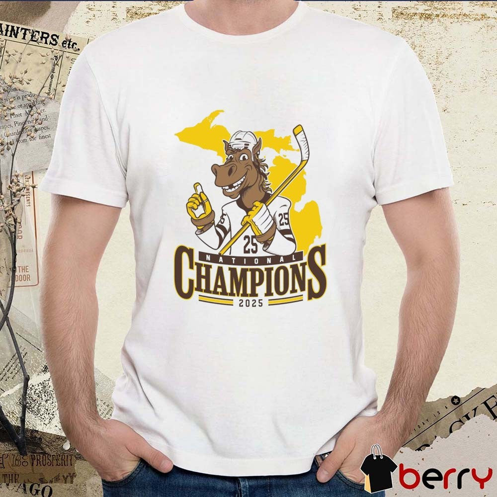 WM Western Michigan Broncos Men’s Ice Hockey NCAA National Champions 2025 Mascot t-shirt