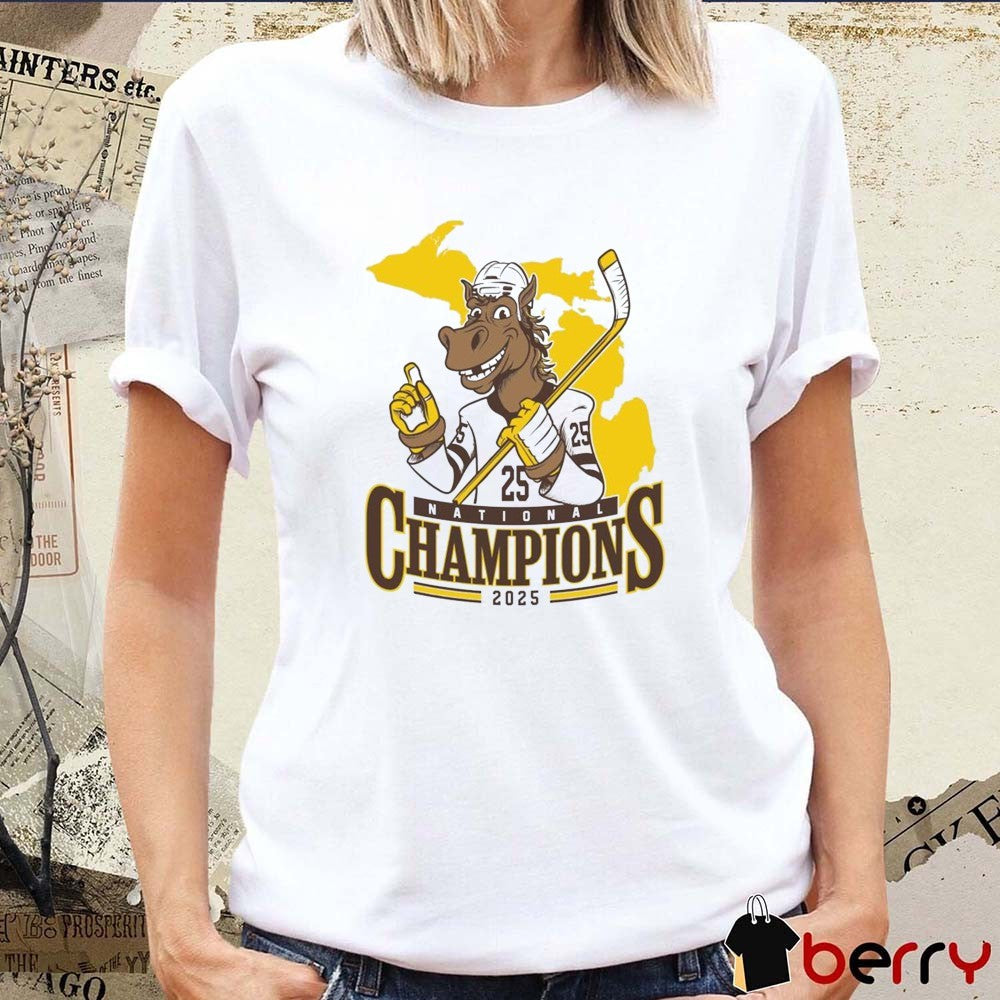 WM Western Michigan Broncos Men’s Ice Hockey NCAA National Champions 2025 Mascot t-shirt