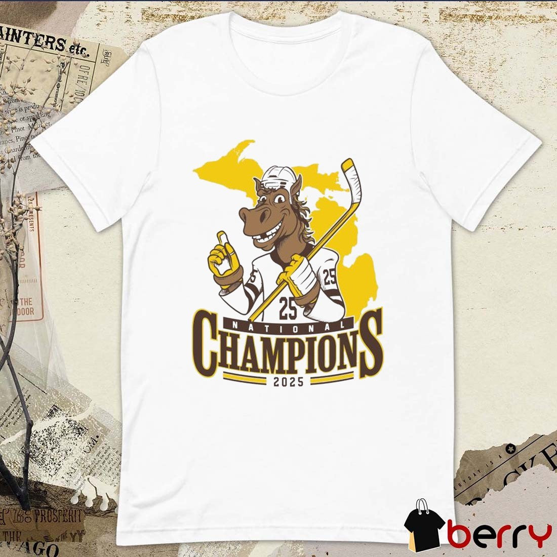 WM Western Michigan Broncos Men’s Ice Hockey NCAA National Champions 2025 Mascot t-shirt