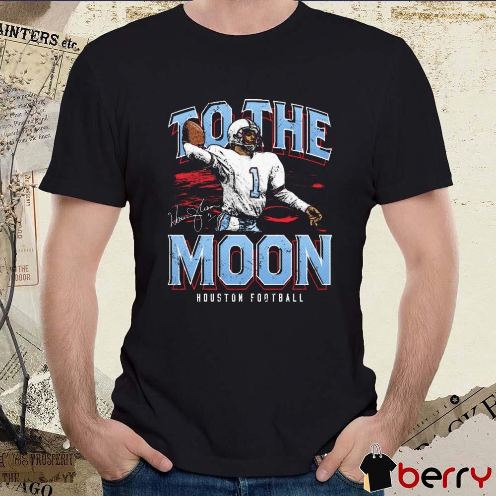 Warren Moon #1 Houston Football To The Moon Signature Vintage t-shirt