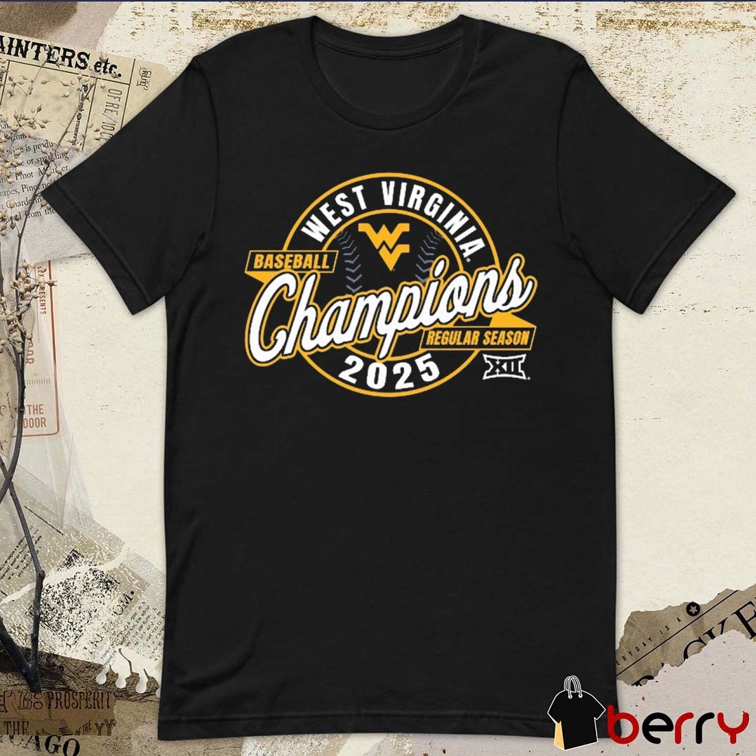 West Virginia Mountaineers Big 12 Baseball Regular Season Champions NCAA 2025 t-shirt
