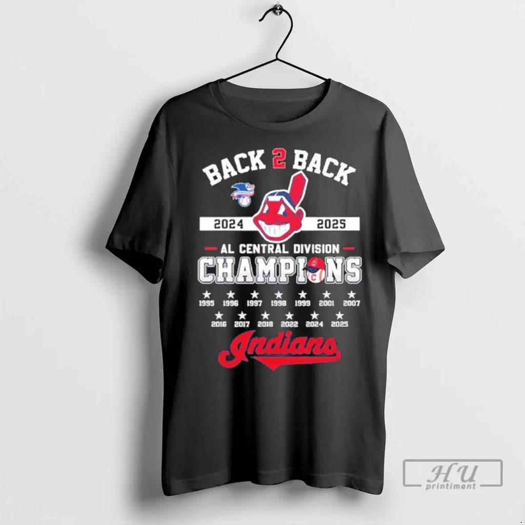 Officials Back 2 Back 2024 2025 Al Central Division Champions Cleveland Indians T Shirt