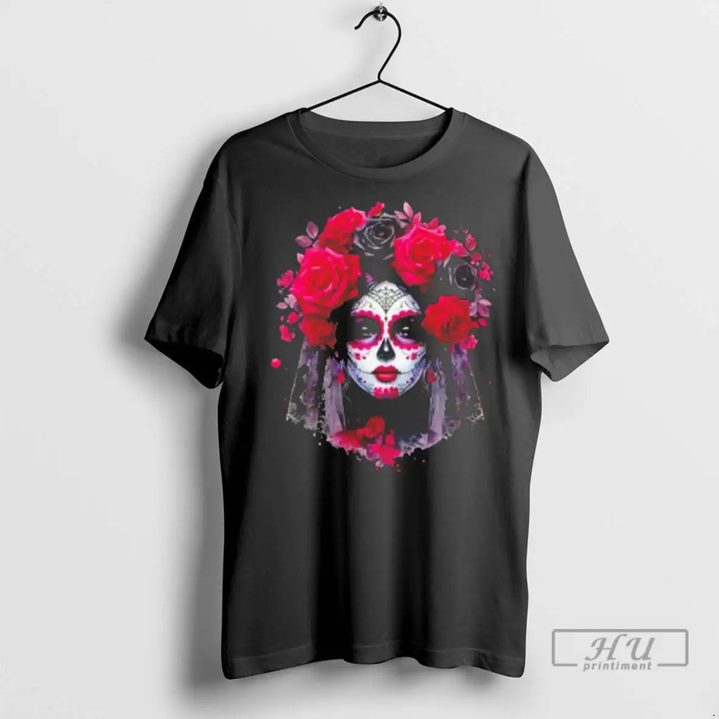 Officials Catrina Elegante Sugar Skull Rose Crown T Shirt