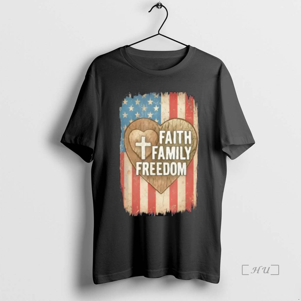 Officials Faith Family Freedom Patriotic Christian Cross Usa Flag Premium T Shirt Sweater