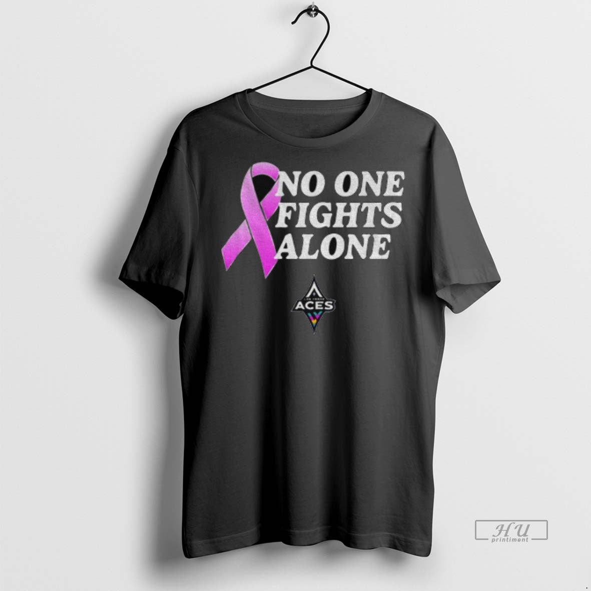 Officials Las Vegas Aces 2025 Cancer Awareness No One Fights Alone Tee Shirt Sweater