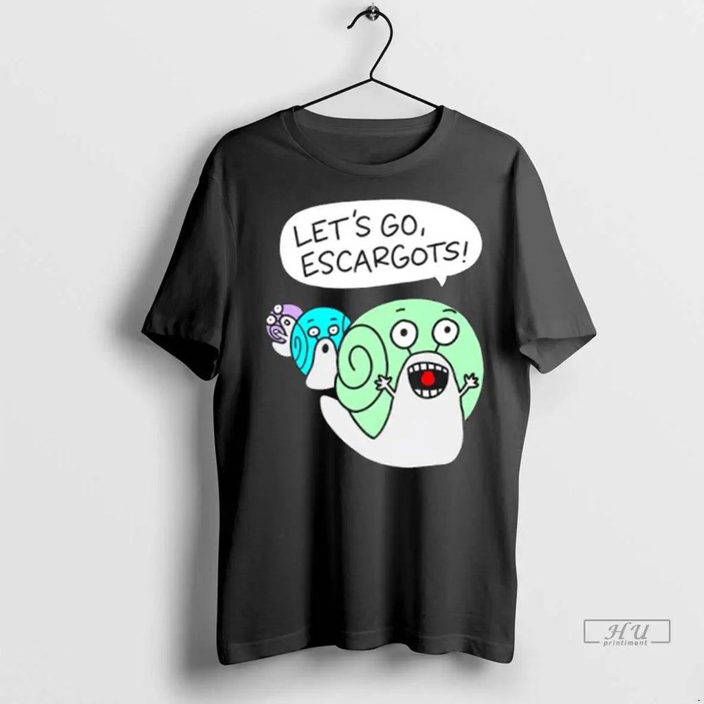 Officials Lets Go Escargots Quirky Cartoon Snail Pun T Shirt