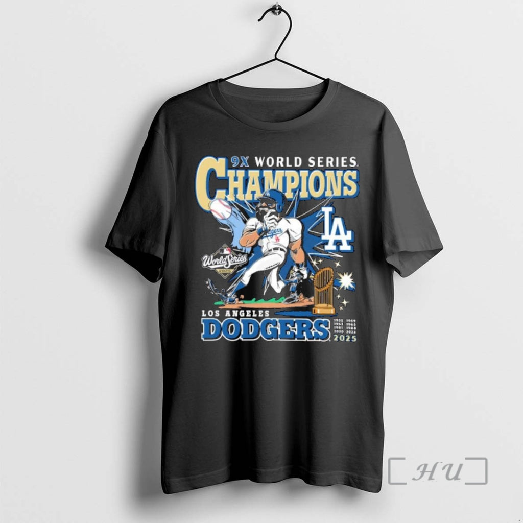Officials Los Angeles Dodgers Mlb 2025 9x World Series Champions Cartoon Ornaments
