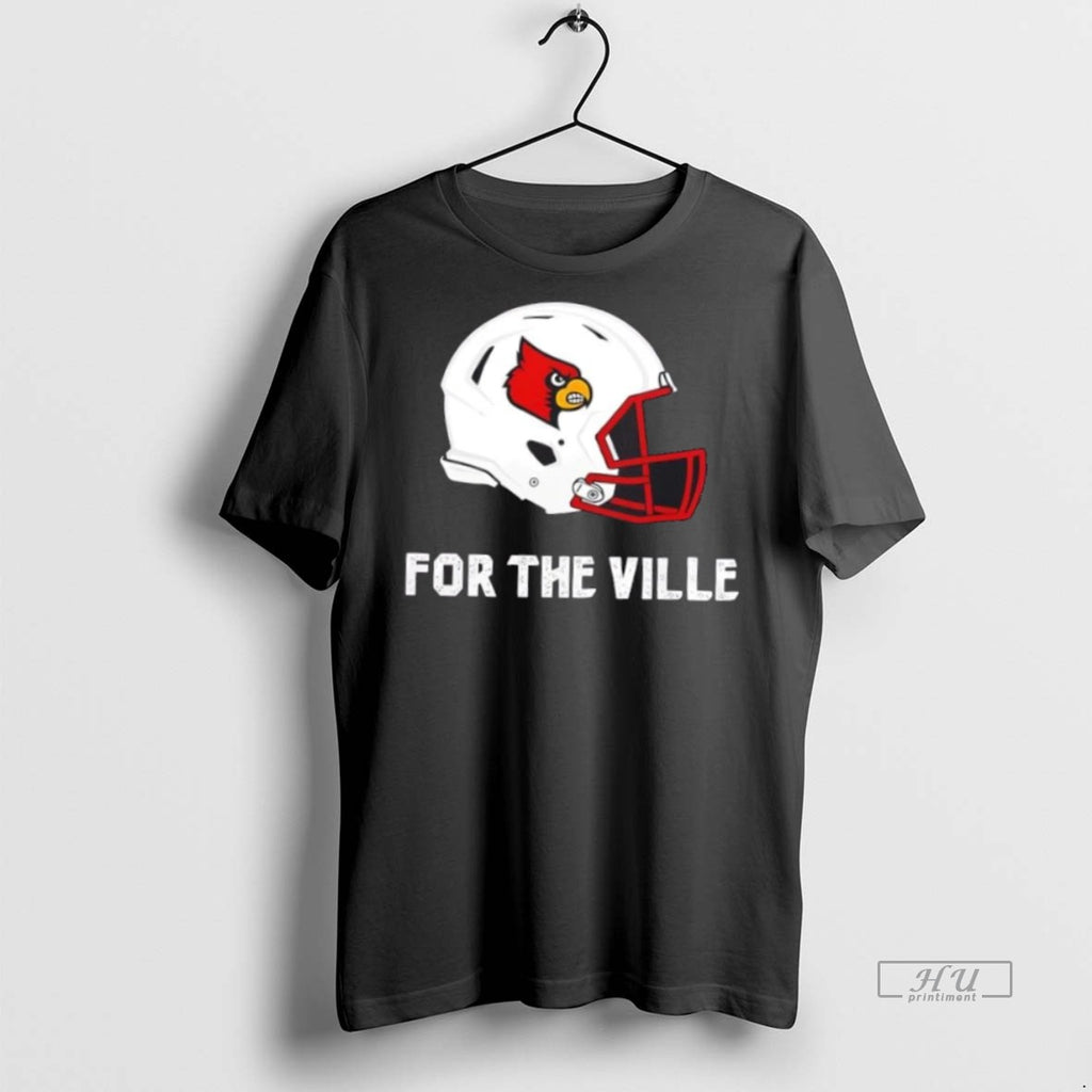 Officials Louisville Cardinals For The Ville Football Helmet 2 Sided Premium Tee Shirt Sweater