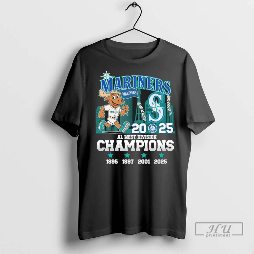Officials Mariners Mascot 2025 Al West Division Champions T Shirt