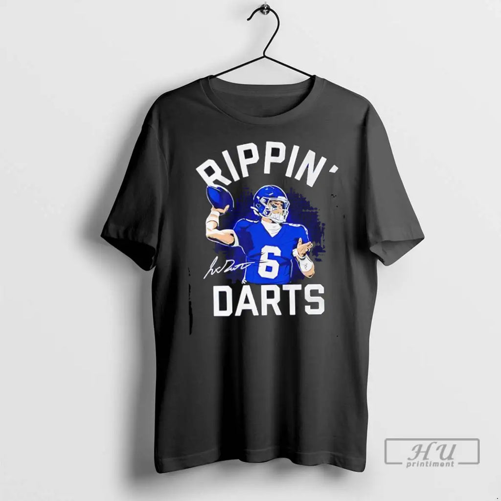 Officials New York Giants Jaxson Dart Rippin Darts Black T Shirt