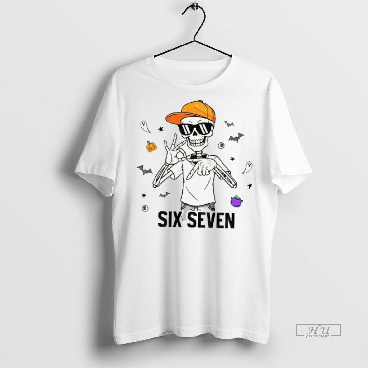 Officials Spooky Six Seven Skeleton Boy 6 7 Funny Halloween Tee Shirt Sweater