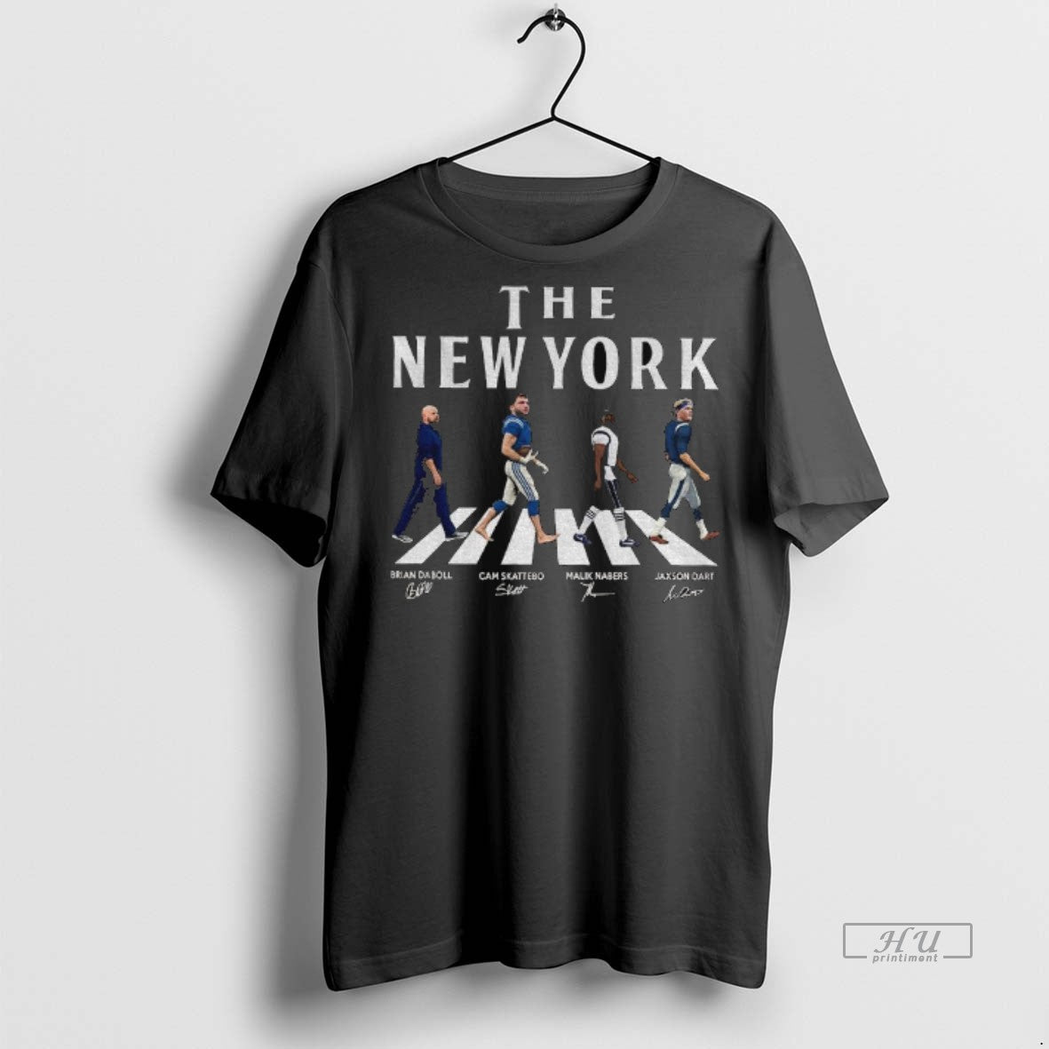 Officials The New York Walking Road Signatures Football Jaxson Dart Malik Nabers Cam Skattebo Tee