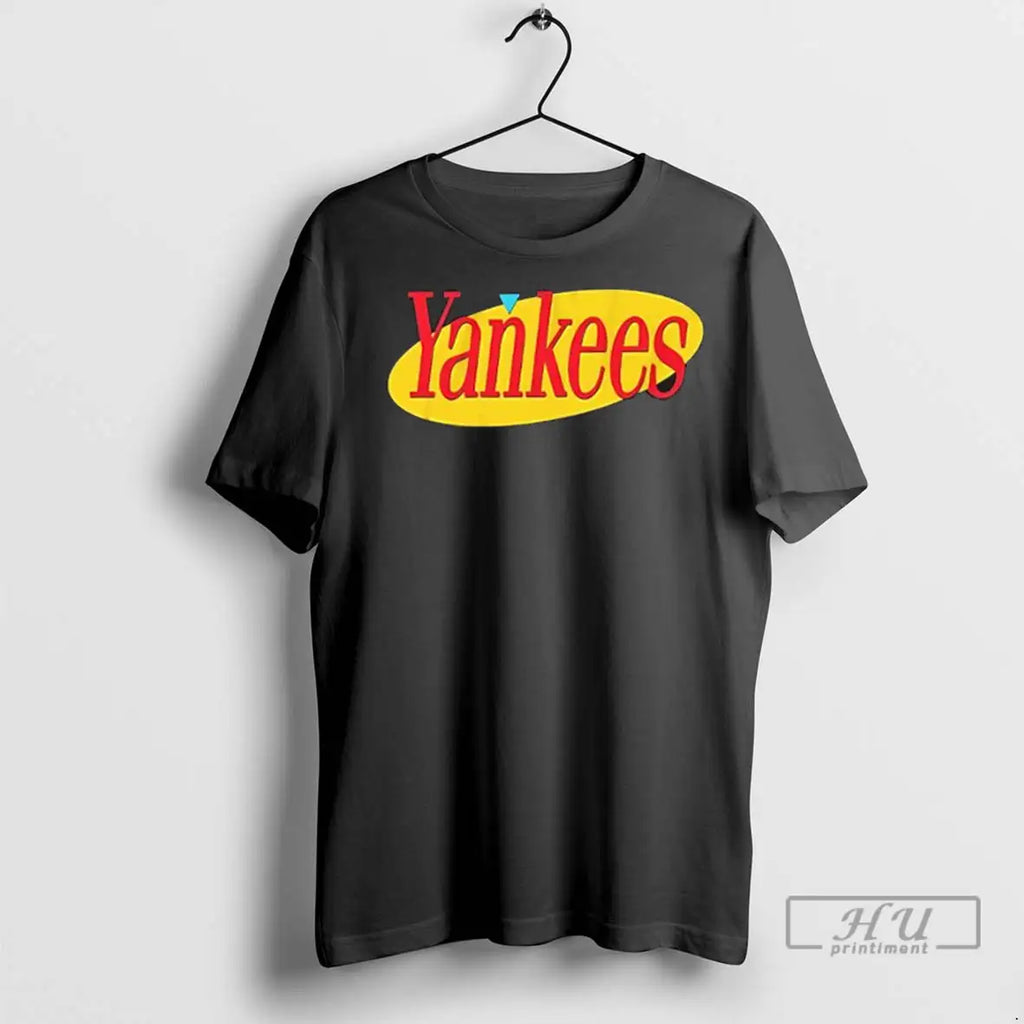 Officials Yankees Baseball Team Retro Red Yellow Logo Black T Shirt