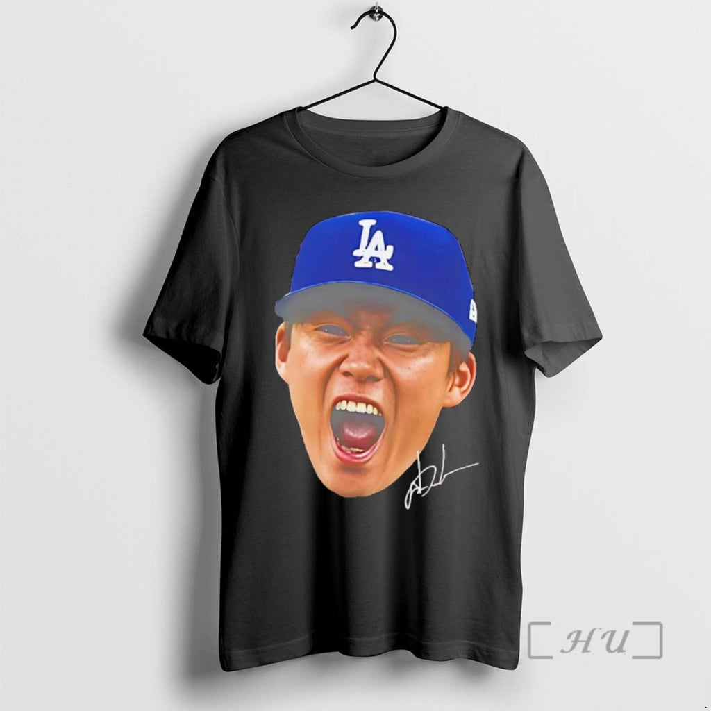 Officials Yoshinobu Yamamoto Big Head Shout Signature Premium T Shirt Sweater