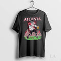 Original Atlanta Zombie Football Player Throwing Ball Flames City Skyline