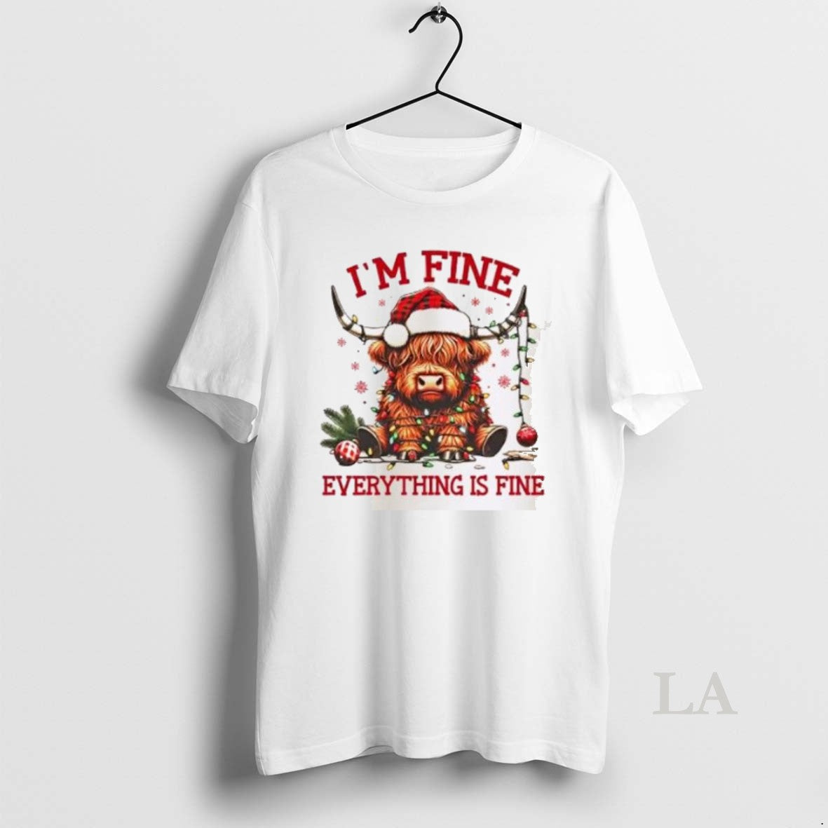 Original Cow Im Fine Everything Is Fine Christmas Lights