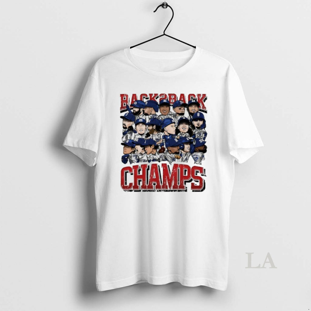 Original Los Angeles Dodgers 2025 Back 2 Back Champs Players Cartoon