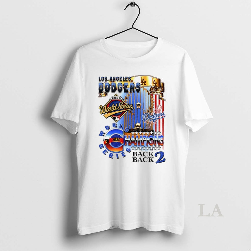 Original Los Angeles Dodgers World Series Champions Back 2 Back 2025 Trophy Mlb Logo