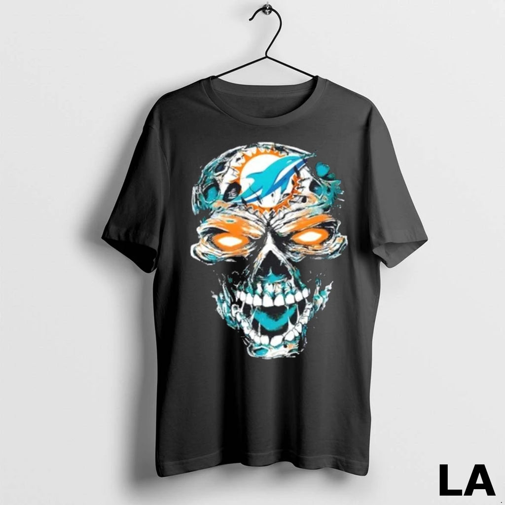 Original Miami Dolphins X Skull Horror Logo