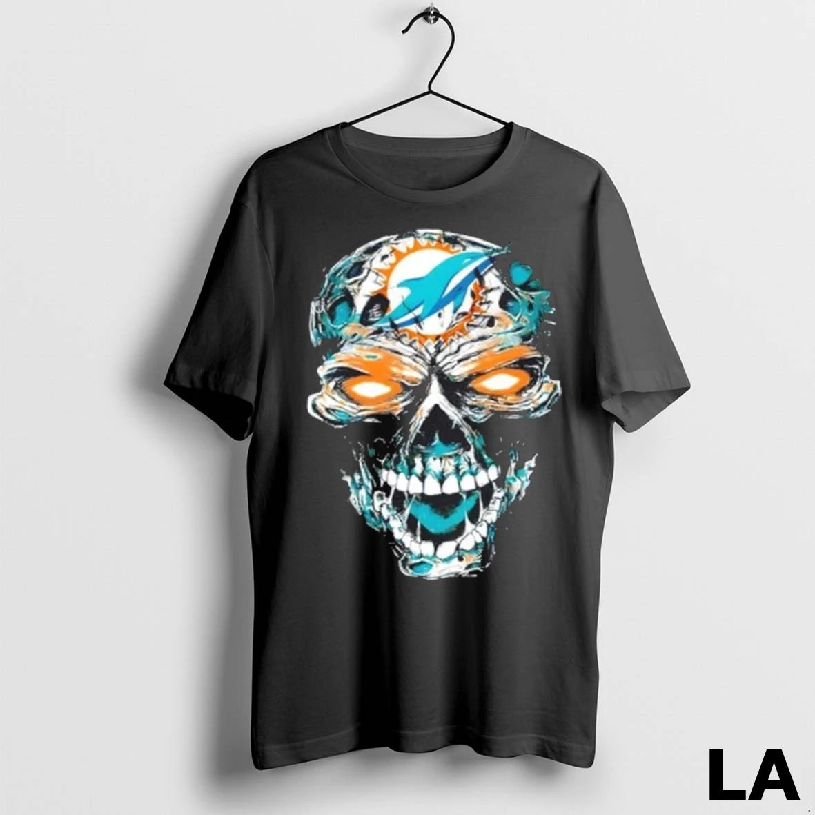 Original Miami Dolphins X Skull Horror Logo