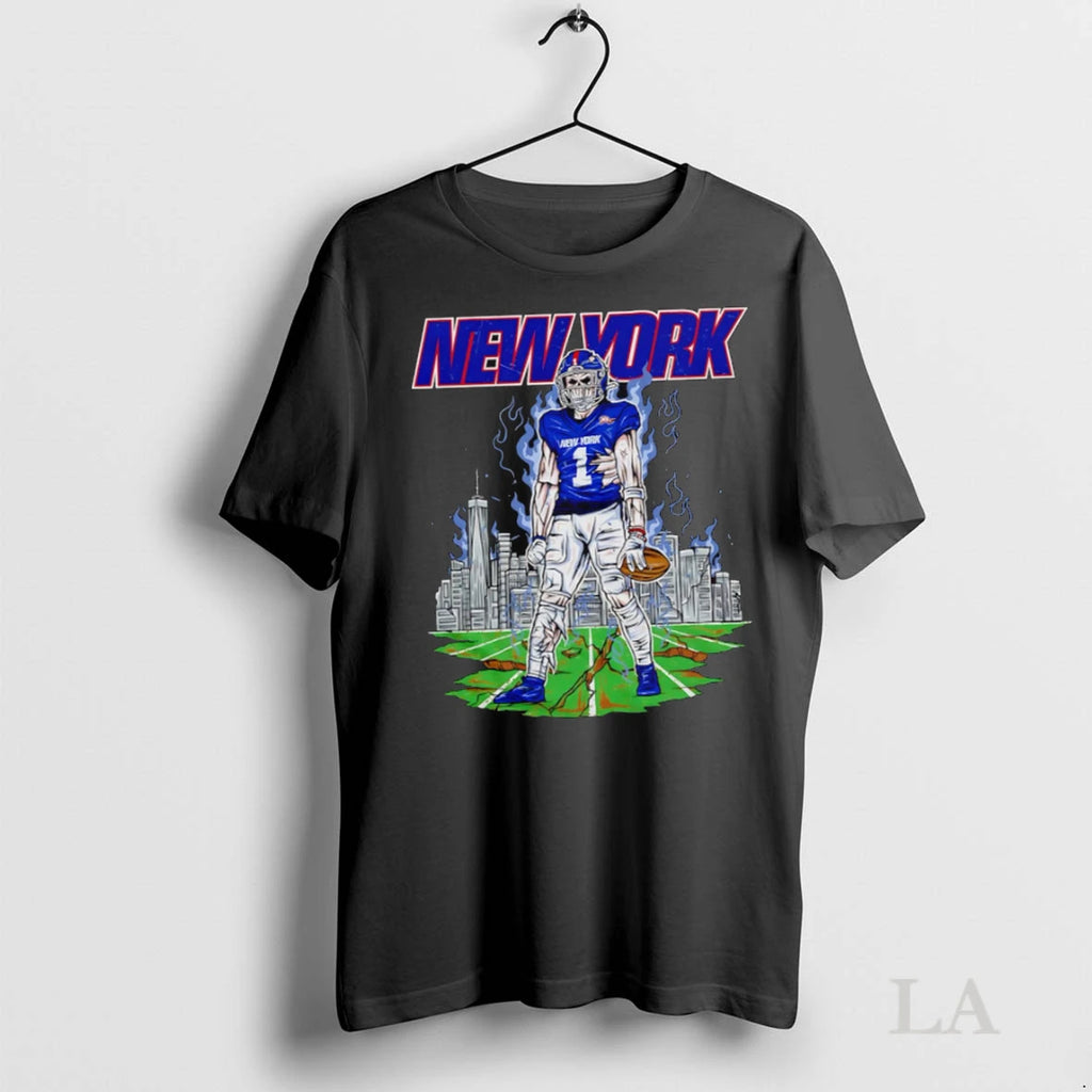 Original New York Undead Football Player Skull Skyline Zombie American