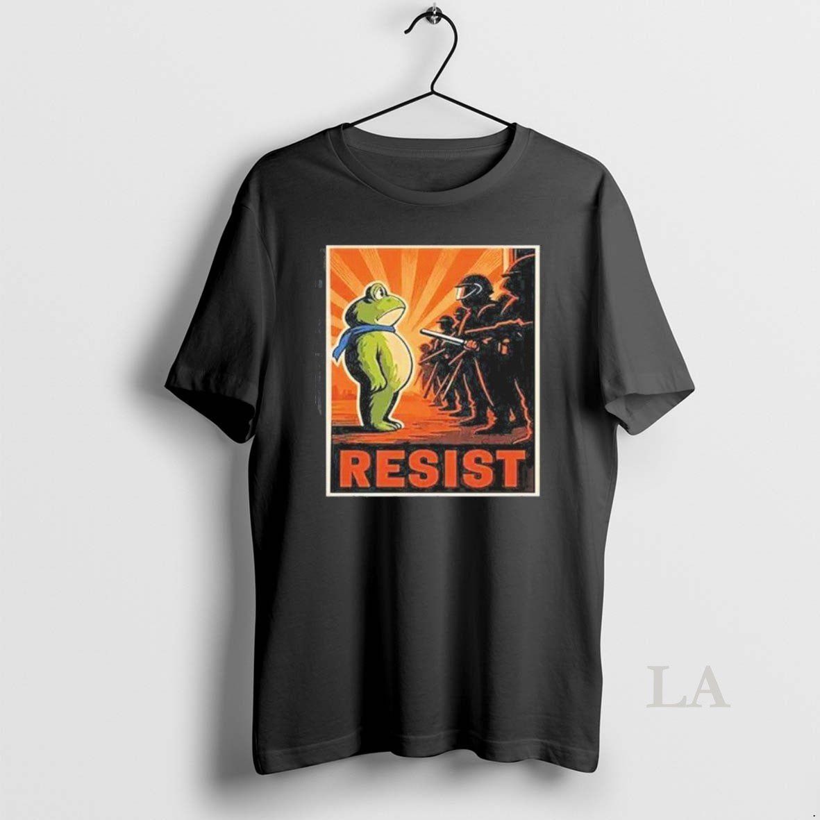 Original Portland Frog Protest Resist Retro Sunset