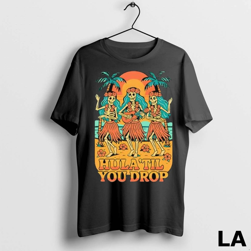 Original Retro Skeleton Hula Dance Sunset