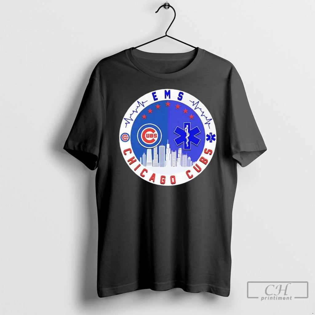 Premium Chicago Cubs Baseball Heartbeat Ems Skyline