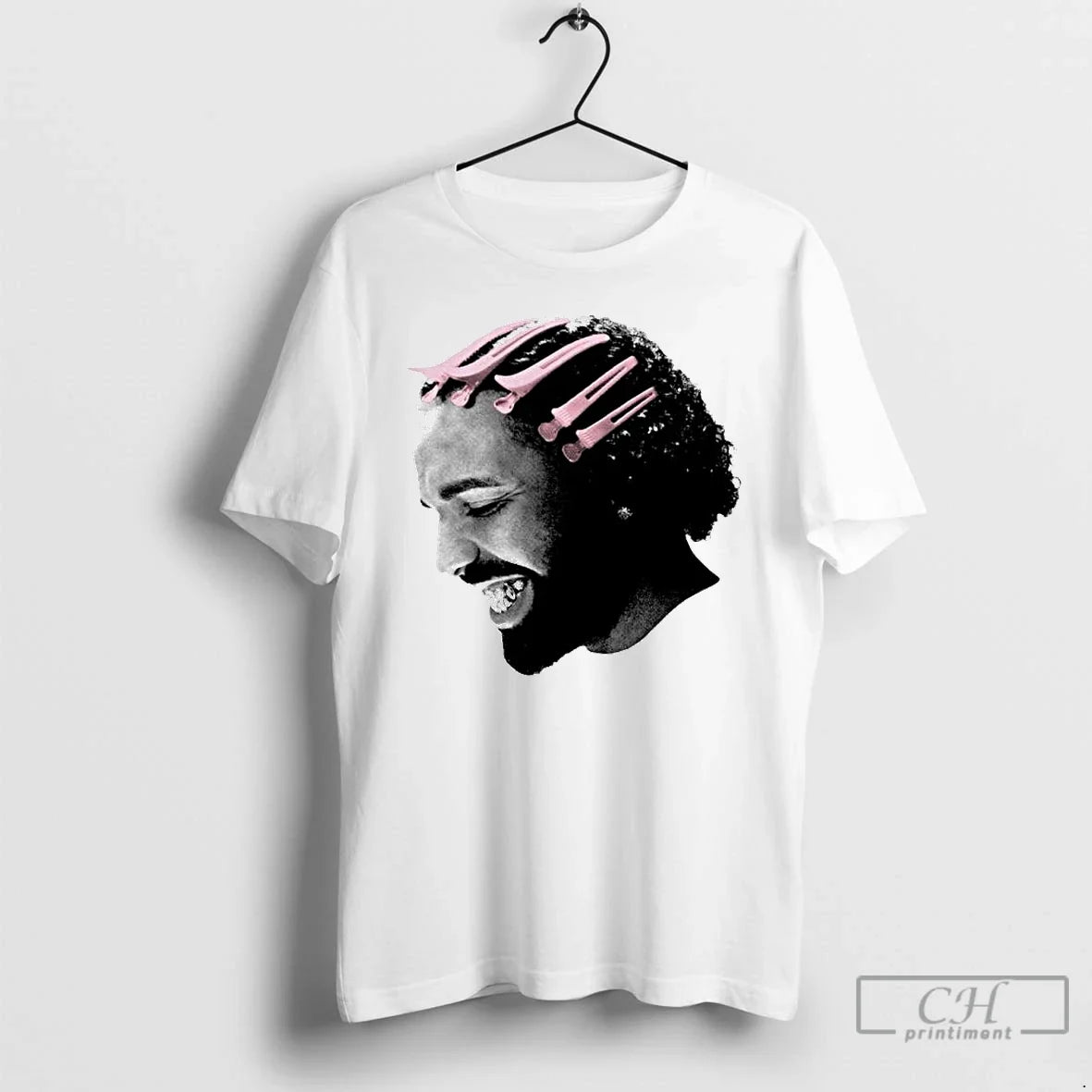 Premium Drake Pink Clips Face Ornaments T Shirts