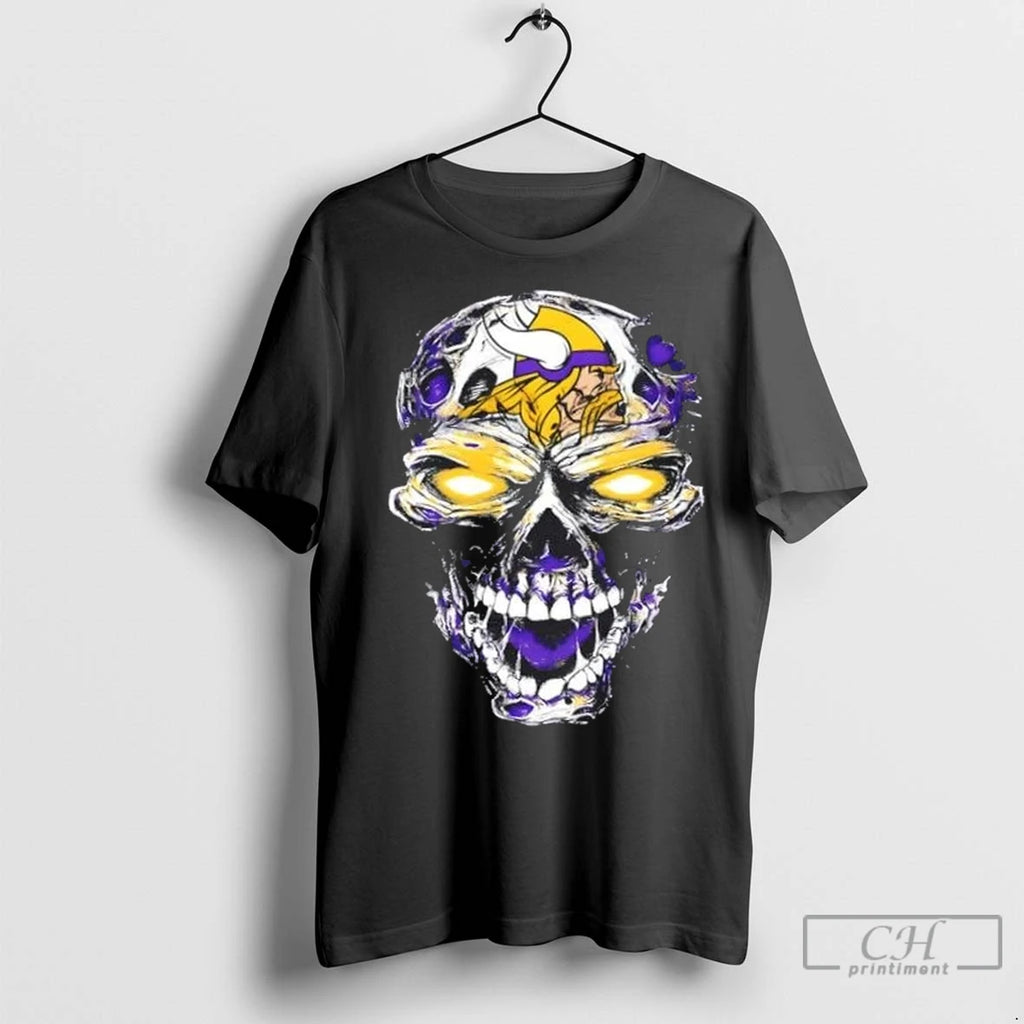 Premium Minnesota Vikings X Skull Horror Logo