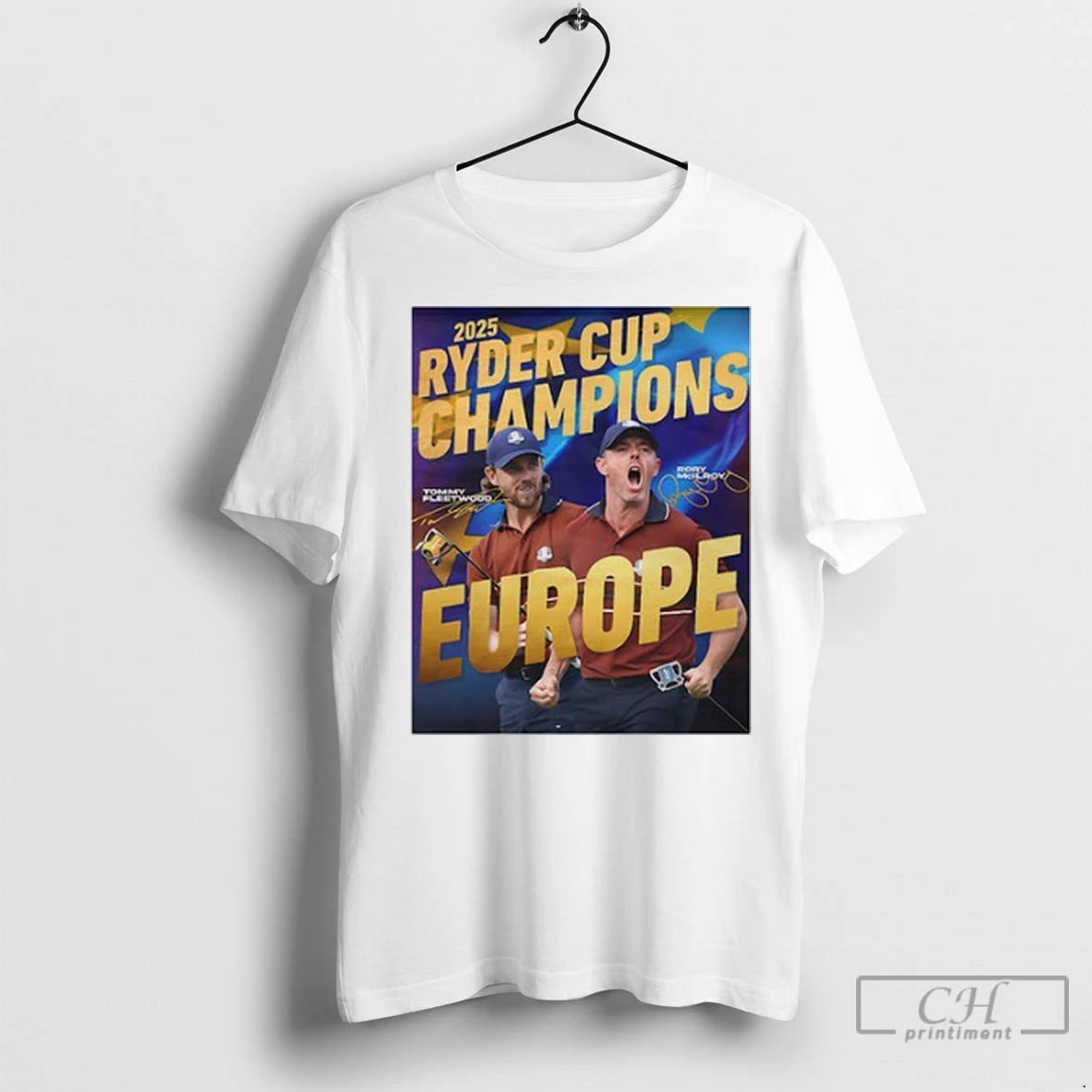 Premium Tommy Fleetwood And Rory Mcilroy 2025 Ryder Cup Champions Europe