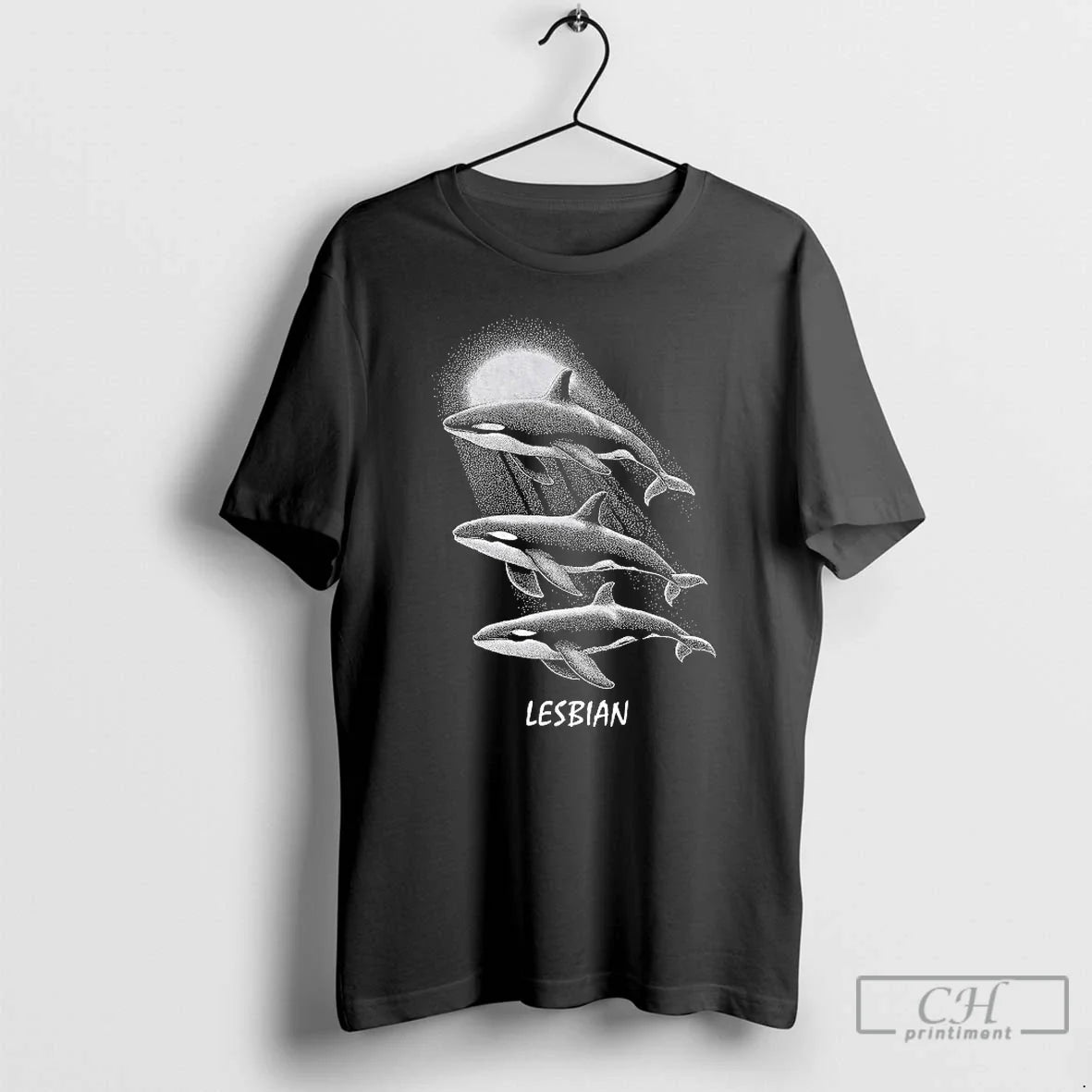 Premium Whales Swimming In The Moonlight Lesbian T Shirts