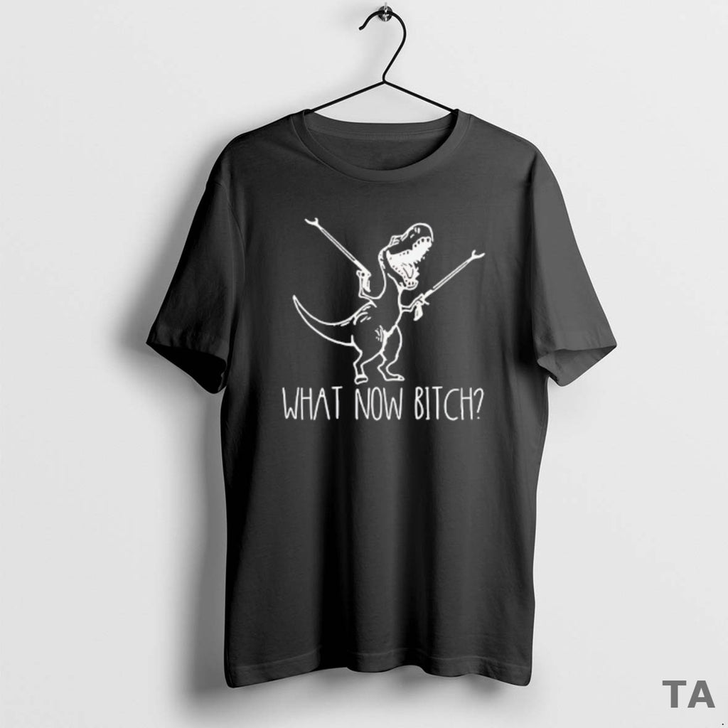Top What Now Bitch T Rex Funny T Shirt Sweater
