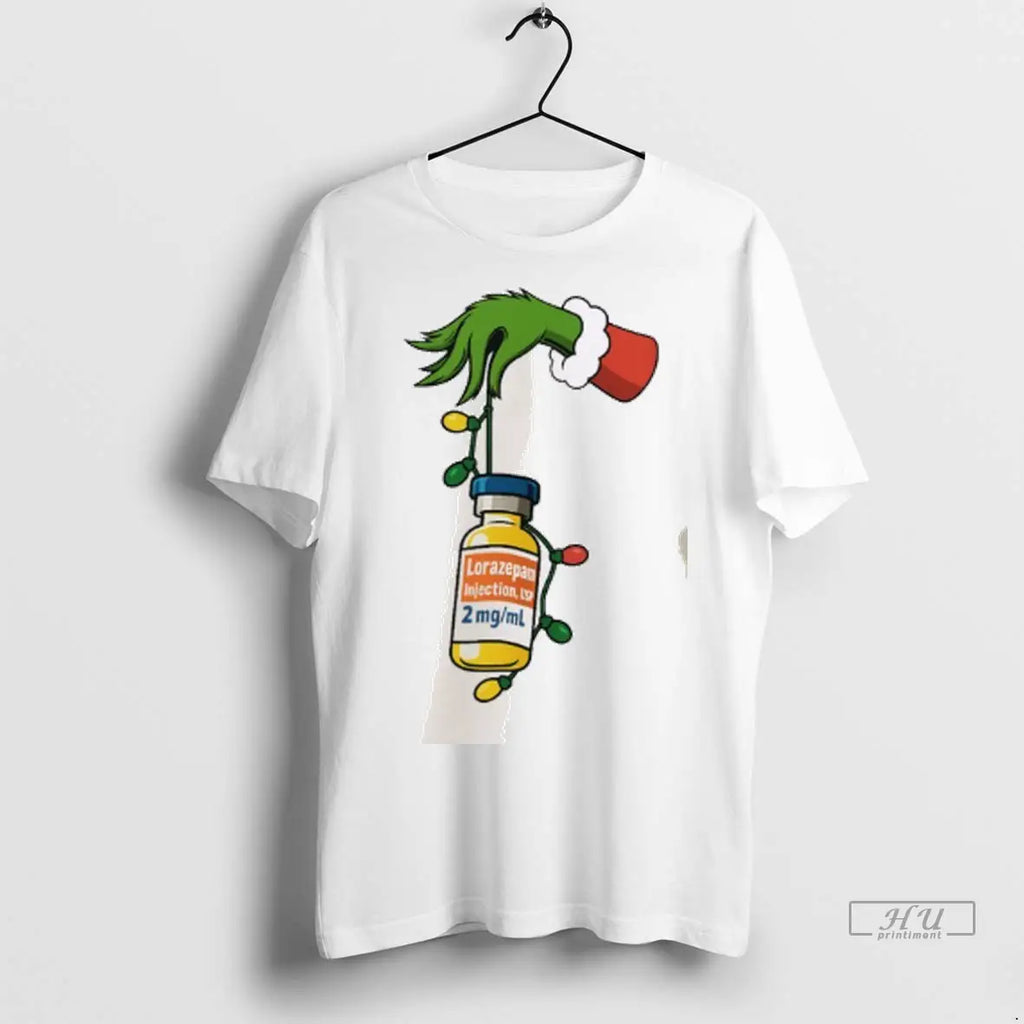 Trending Grinch Lorazepam Injection Usp Christmas Lights T Shirt