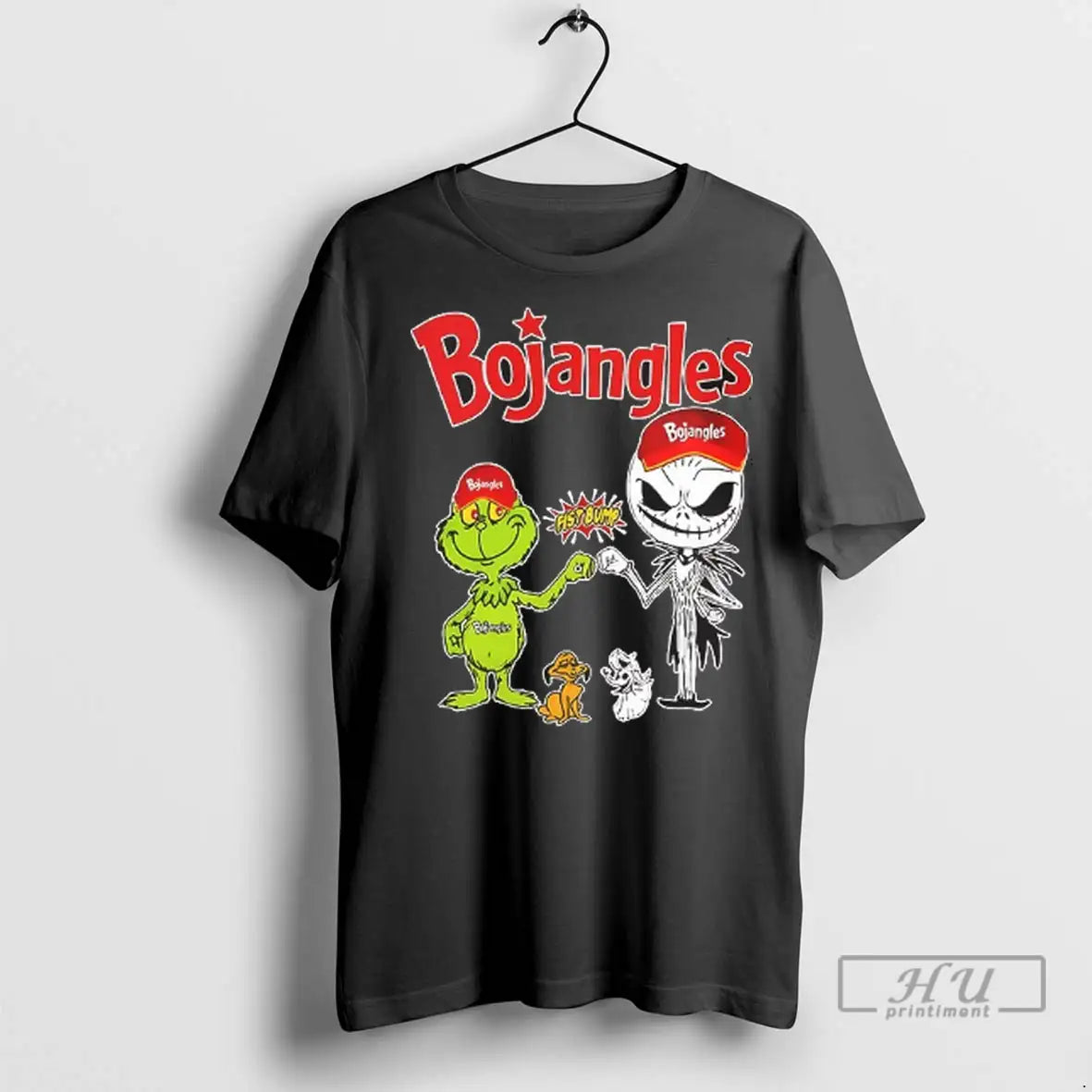 Trending Grinch Fist Bump Jack Skellington Bojangles Halloween 2025 T Shirt