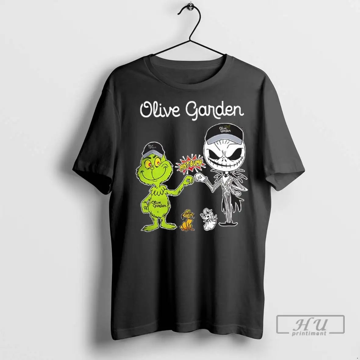 Trending Grinch Fist Bump Jack Skellington Olive Garden Halloween 2025 T Shirt