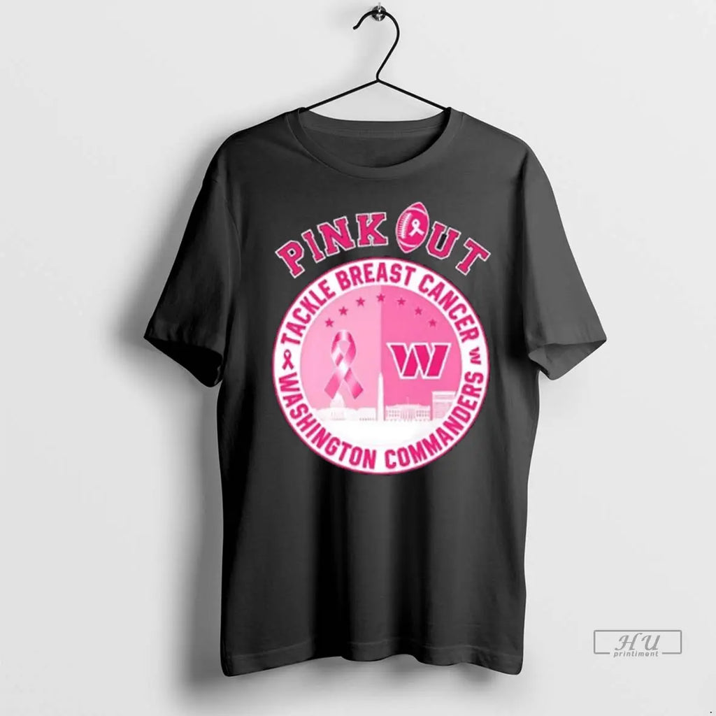 Trending Pink Out Tackle Breast Cancer Washington Commanders Football Skyline T Shirt