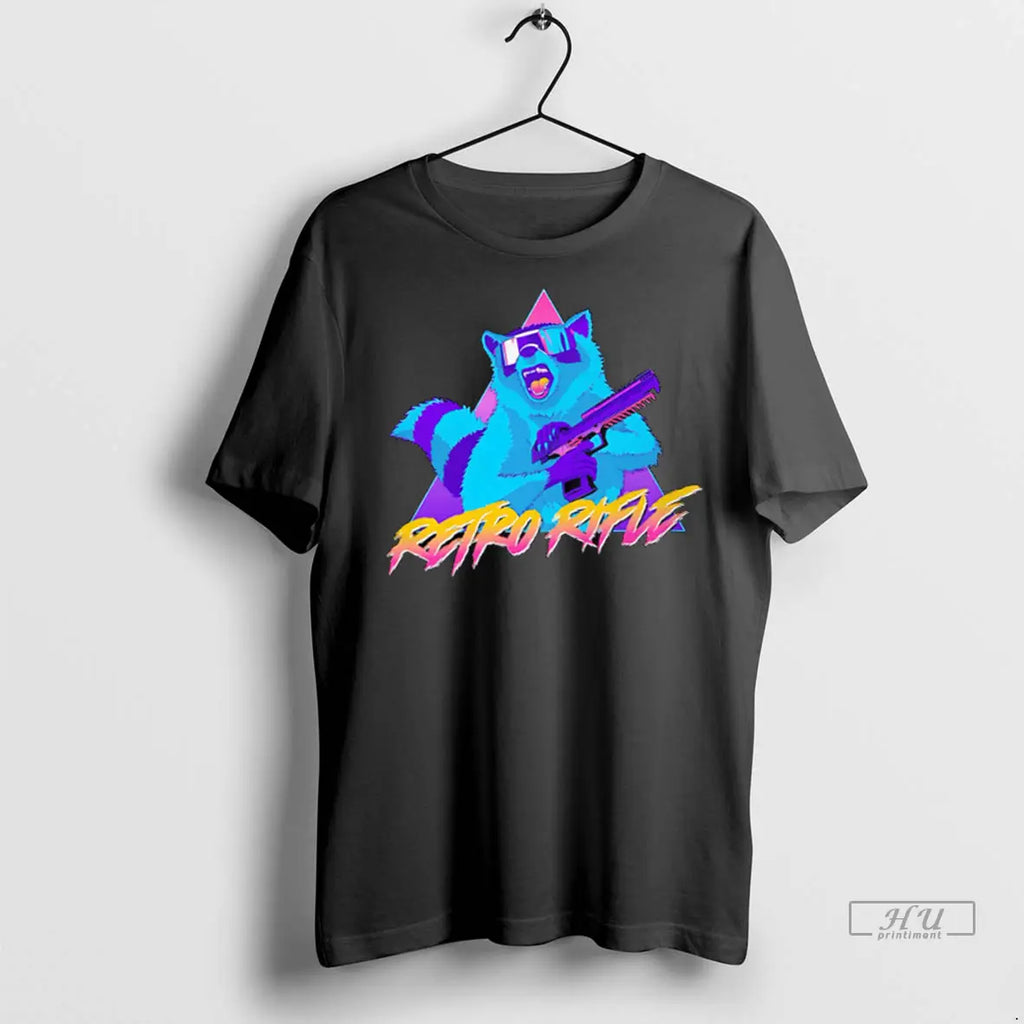 Trending Raccoon Gun Retro Rifle T Shirt