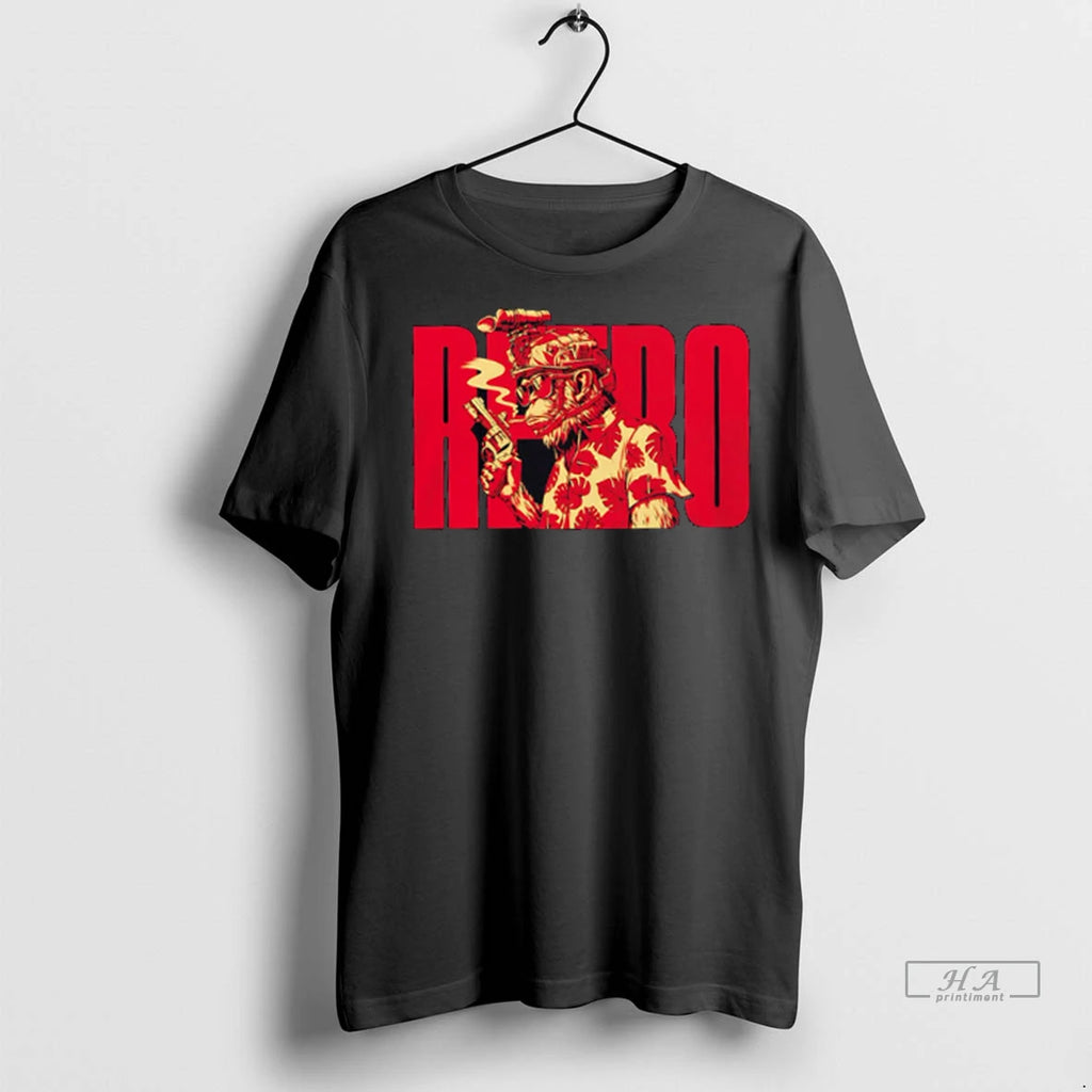 Trendy Chill Chimp Red Gun Retro Rifle Shirt Sweater